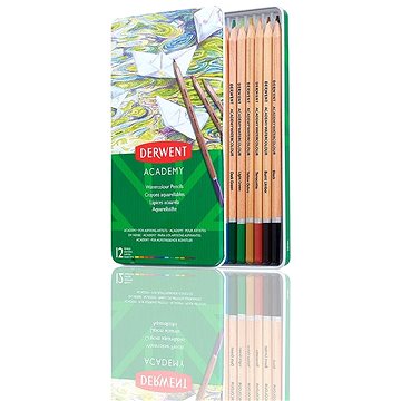 

DERWENT Academy Watercolour Pencils Tin v plechové krabičce, šestihranné, 12 barev
