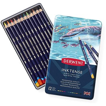 DERWENT Proffesional Inktense v plechové krabičce, 12 barev