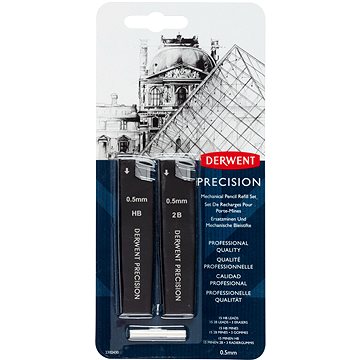 

DERWENT Precision Mechanical Pencil Refill Set 0.5 mm HB a 2B, 30 tuh v balení + 3 gumy