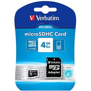 

Verbatim MicroSDHC 4GB Class 10 + SD adaptér