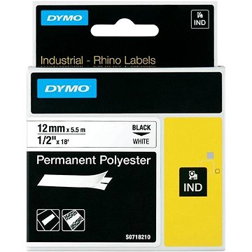 

DYMO permanentní polyesterová páska Rhino D1 12 mm × 5,5 m, černá na bílé