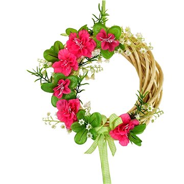 

DOMMIO Velikonoční dekorace - Proutěný věneček s azalkami, zelený, 20 cm