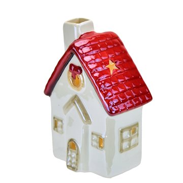 

DOMMIO Vánoční dekorace - domeček keramický s LED osvětlením, 13 cm