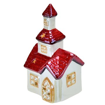 

DOMMIO Vánoční dekorace - kostel keramický s LED osvětlením, 16 cm