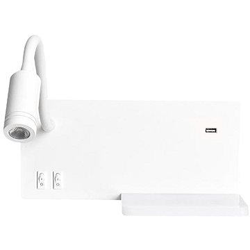 

LED Nástěnné svítidlo SHELF 1xLED/4W+1xLED/5W+1xLED/2W/230V + USB port bílá