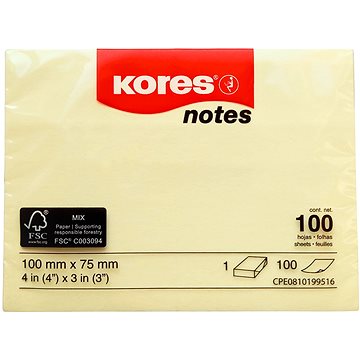 

KORES 100 x 75 mm, 100 lístků, žlutý