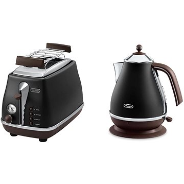 

Snídaňová kolekce De'Longhi Icona Vintage - černá (KBOV2001.BK & CTOV2103.BK)