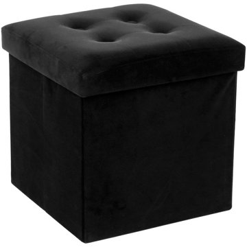 Atmosphera Rozkládací pouf s úložným prostorem, podnožka, nádoba s víkem 2 v 1, černý