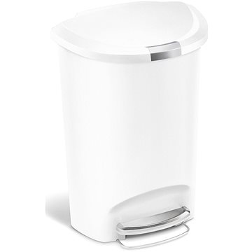 

Pedálový odpadkový koš Simplehuman – 50 l, půlkulatý, plast, bílý