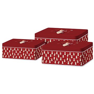 

Emocio Plechová hranatá dóza Holiday SpiritT, červená, set 3 ks, 210 × 210 × 83/180 × 180 × 75/150 ×