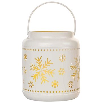 

EMOS LED dekorace – lucerna s vločkami kovová bílá, 14 cm, 3x AAA, vnitřní, vintage