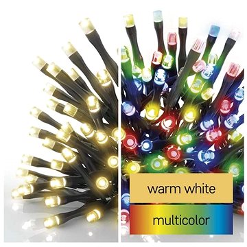 

EMOS LED vánoční řetěz 2v1, 10 m, venkovní i vnitřní, teplá bílá/multicolor, programy