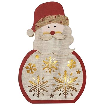

EMOS LED dekorace dřevěná – Santa, 30 cm, 2x AA, vnitřní, teplá bílá, časovač