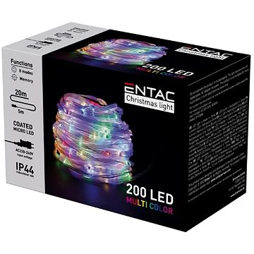 

ENTAC Nano LED vánoční řetěz 20 m, venkovní, vícebarevný, 200 LED
