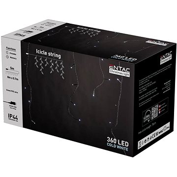 

ENTAC LED vánoční závěs 8 m × 0,7 m, venkovní, studené světlo, 360 LED