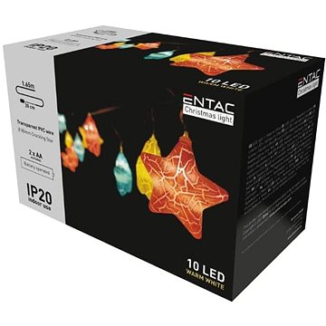 

ENTAC LED vánoční řetěz 1,35 m, vnitřní, teplé světlo, 10 LED hvězd