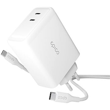 

Epico 100W GaN síťová nabíječka s 2m USB-C kabelem - bílá