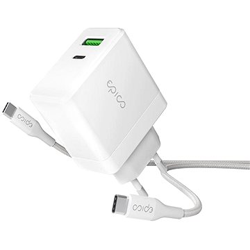 

Epico 65W GaN síťová nabíječka s 2m USB-C na USB-C kabelem - bílá