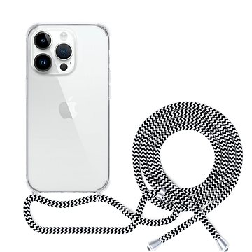 Epico transparentní kryt se šňůrkou pro iPhone 14 Pro Max - černo-bílá - Kryt na mobil