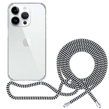 

Spello Crossbody kryt se šňůrkou pro iPhone 15 Pro - transparentní / černobílá šňůrka