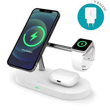 Epico 3in1 bezdrátová nabíječka s podporou uchycení MagSafe pro iPhone, AirPods a Apple Watch s adap - MagSafe bezdrátová nabíječka