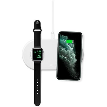 Epico bezdrátová nabíječka pro Apple Watch a iPhone s adaptérem v balení - bílá - Bezdrátová nabíječka