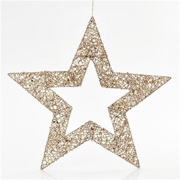 

EUROLAMP Vánoční ozdoby - hvězda, zlatá s glitry, 60 cm