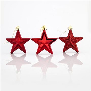 

EUROLAMP Vánoční ozdoby - hvězdy, plastové, červené, 6,5 cm, 12 ks