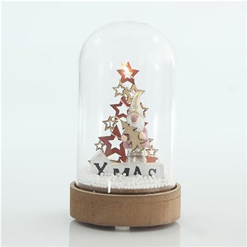 

EUROLAMP Vánoční dekorace - skleněná kopule se stromem a hvězdami, 8 x 8 x 14 cm