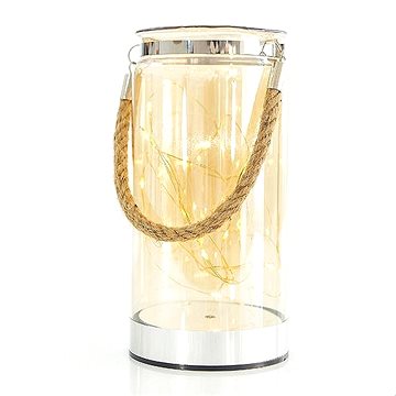 

EUROLAMP Vánoční dekorace - skleněná lucerna s LED osvětlením, 10 x 10 x 20 cm