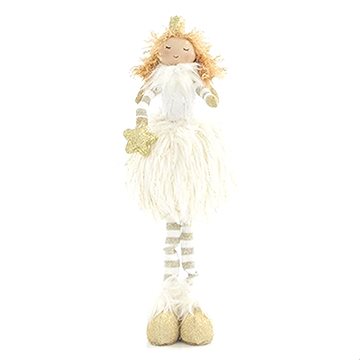 

EUROLAMP Vánoční dekorace - princezna s bílou pon pon sukní, 33 cm