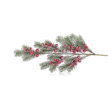 

EUROLAMP Vánoční dekorace - zelená větev se třpytkami a bobulemi, 68 cm