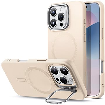 

ESR Cloud Soft Case with Stash Stand (HaloLock), Compatible with iPhone 16 Pro, Light Tan