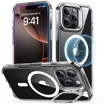 

ESR Classic Hybrid Case with Stash Stand (HaloLock), Compatible with iPhone 16 Pro, Clear