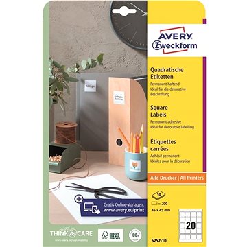 

Avery Zweckform 6252-10 Čtvercové samolepící etikety