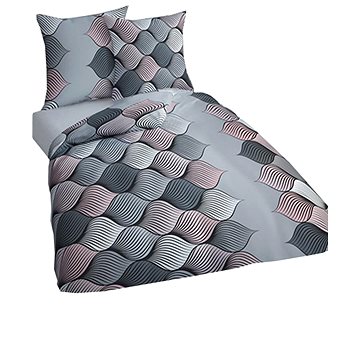 

4sleep Flanelové povlečení 140/200 + 70/90 - 5012B růžovošedá geometrie