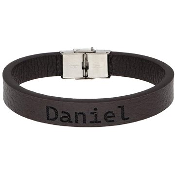 

Ewena Kožený náramek hnědý se jménem Daniel