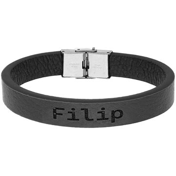 

Ewena Kožený náramek černý se jménem Filip