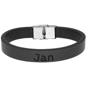 

Ewena Kožený náramek černý se jménem Jan