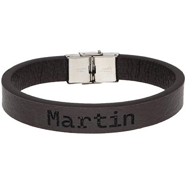 

Ewena Kožený náramek hnědý se jménem Martin