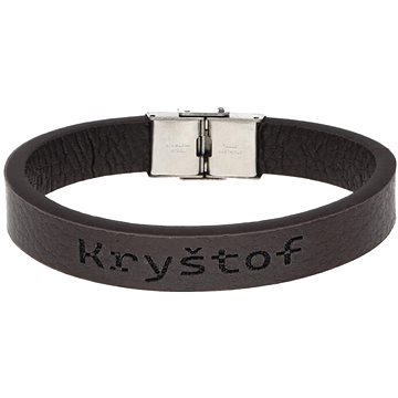 

Ewena Kožený náramek hnědý se jménem Kryštof