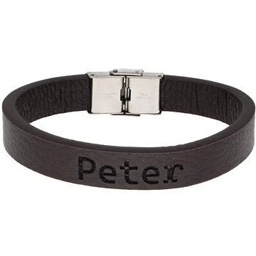 

Ewena Kožený náramek hnědý se jménem Peter