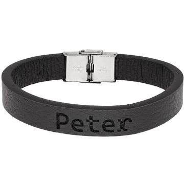 

Ewena Kožený náramek černý se jménem Peter
