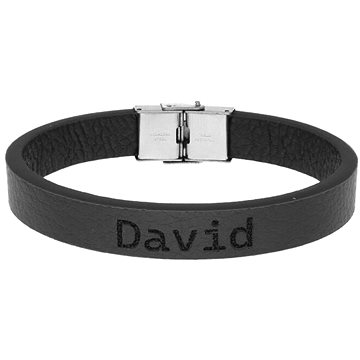 

Ewena Kožený náramek černý se jménem David
