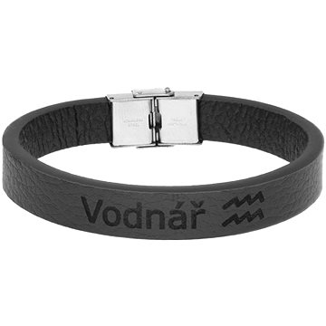 

Ewena Kožený náramek černý se znamením Vodnář