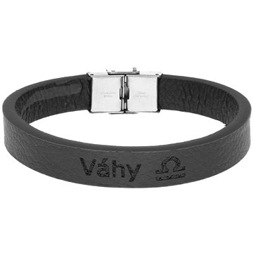 

Ewena Kožený náramek černý se znamením Váhy