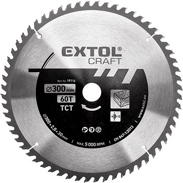 

EXTOL CRAFT kotouč pilový, O 300x3,0x30mm, 60T, 19116
