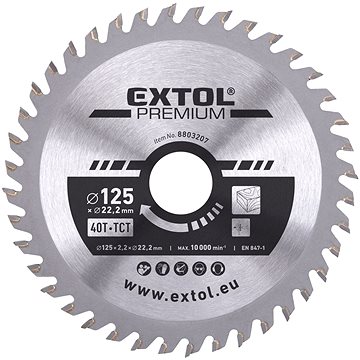 

EXTOL PREMIUM kotouč pilový, O125x2,2x22,2mm, 40T, 8803207