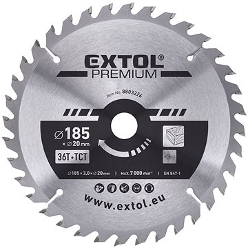 

EXTOL PREMIUM kotouč pilový, O 185x3,0x20mm, 36T, 8803226