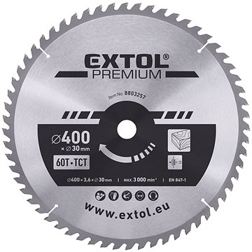

EXTOL PREMIUM kotouč pilový, O 400x3,6x30mm, 60T, 8803257